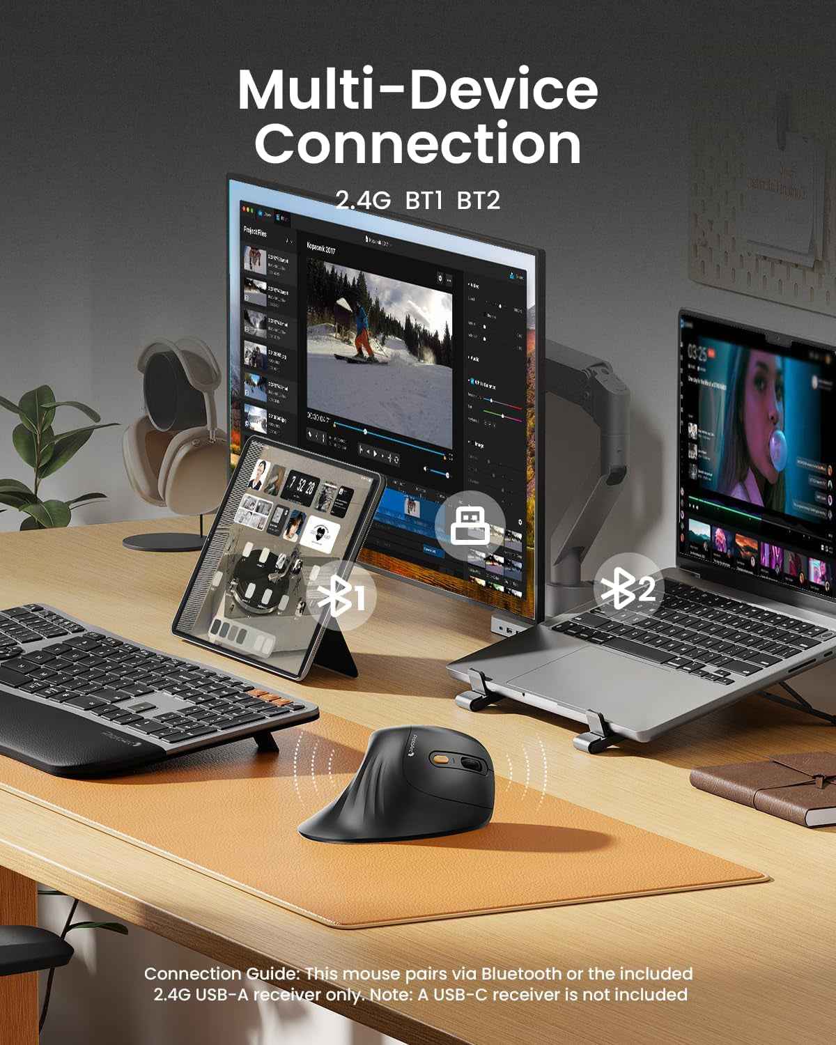 EM11 Ergonomic Vertical Wireless Mouse