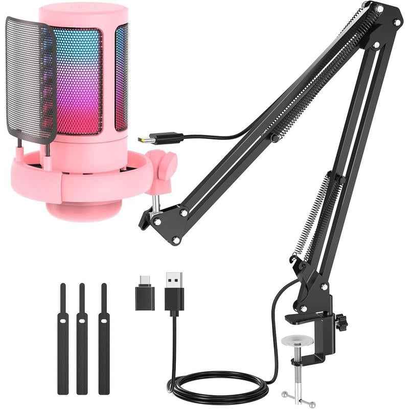 RGB Condenser Gaming Microphone — Touch Mute & Gain Control for Streamers