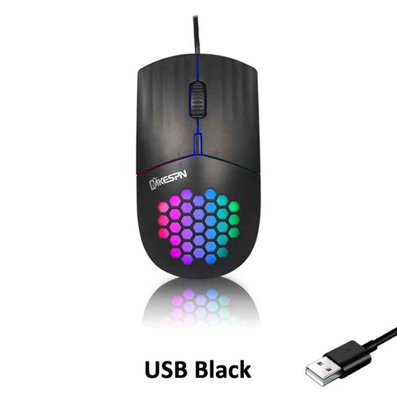 Wired RGB Backlit Honeycomb Shell Gaming Mouse