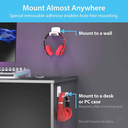 Removable Adhesive Headphone Hanger — Clean Desk, Zero Damage