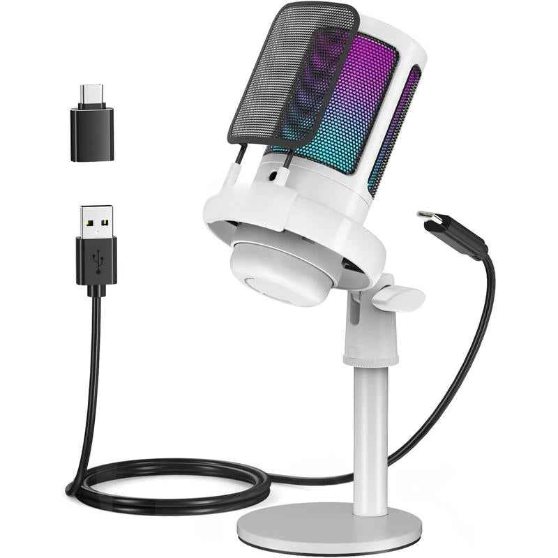 RGB Condenser Gaming Microphone — Touch Mute & Gain Control for Streamers