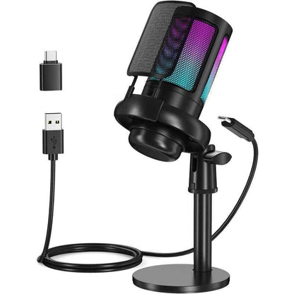 RGB Condenser Gaming Microphone — Touch Mute & Gain Control for Streamers