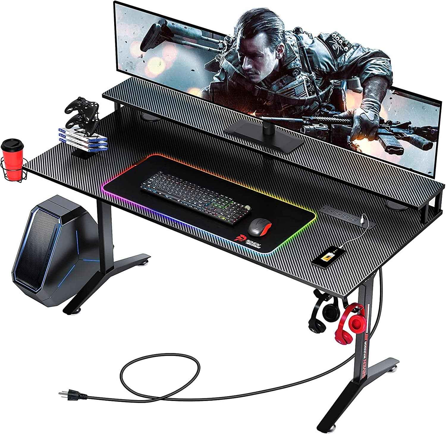 Ergonomic Gaming Desk with Monitor Stand — Built for Serious Setups