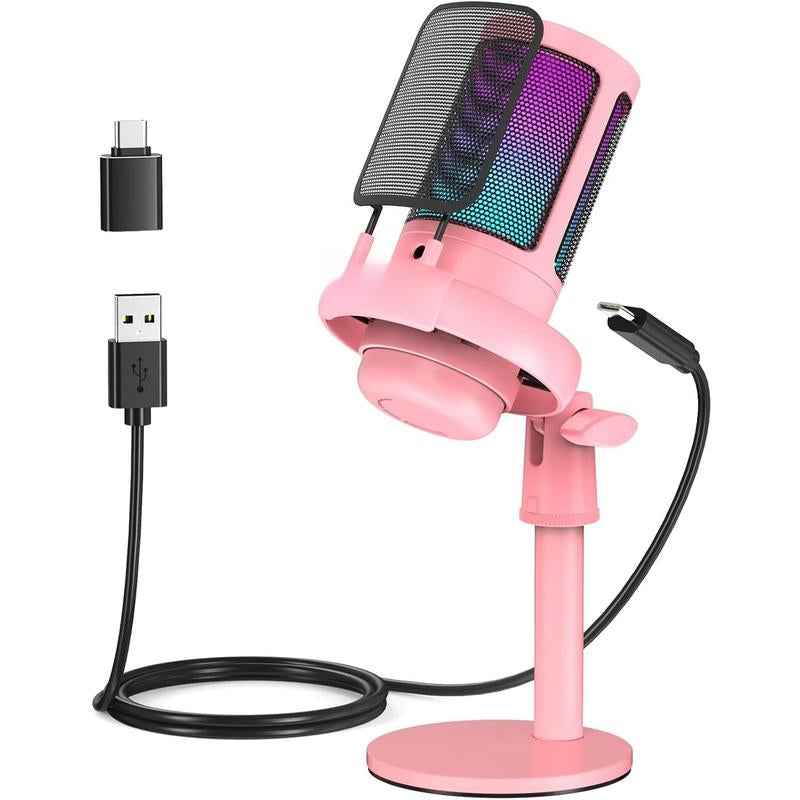 RGB Condenser Gaming Microphone — Touch Mute & Gain Control for Streamers