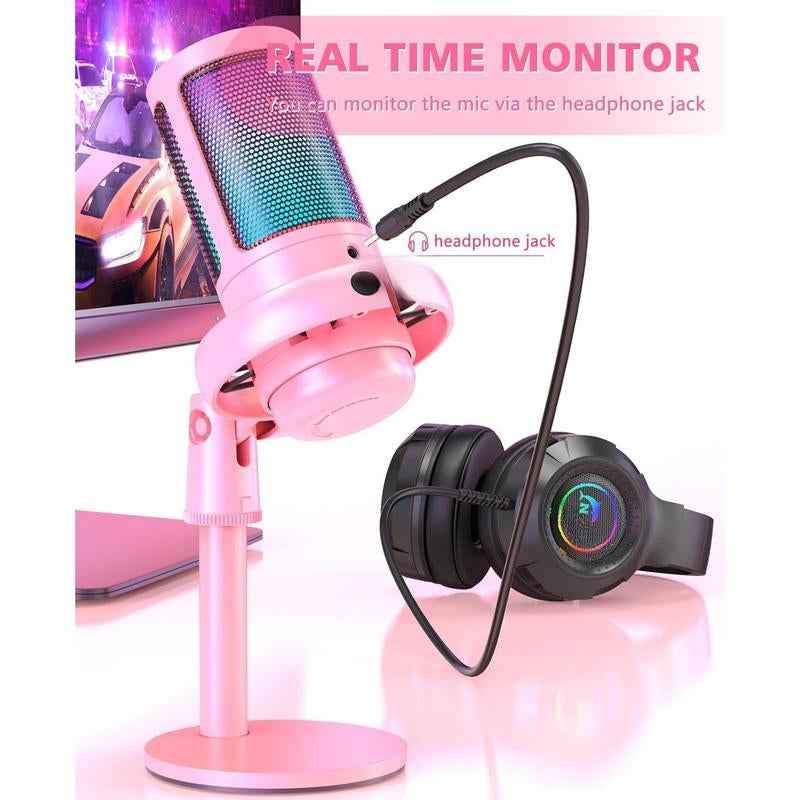 RGB Condenser Gaming Microphone — Touch Mute & Gain Control for Streamers