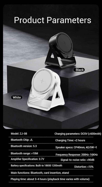 4-in-1 Wireless Charging Bluetooth Speaker & Phone Stand