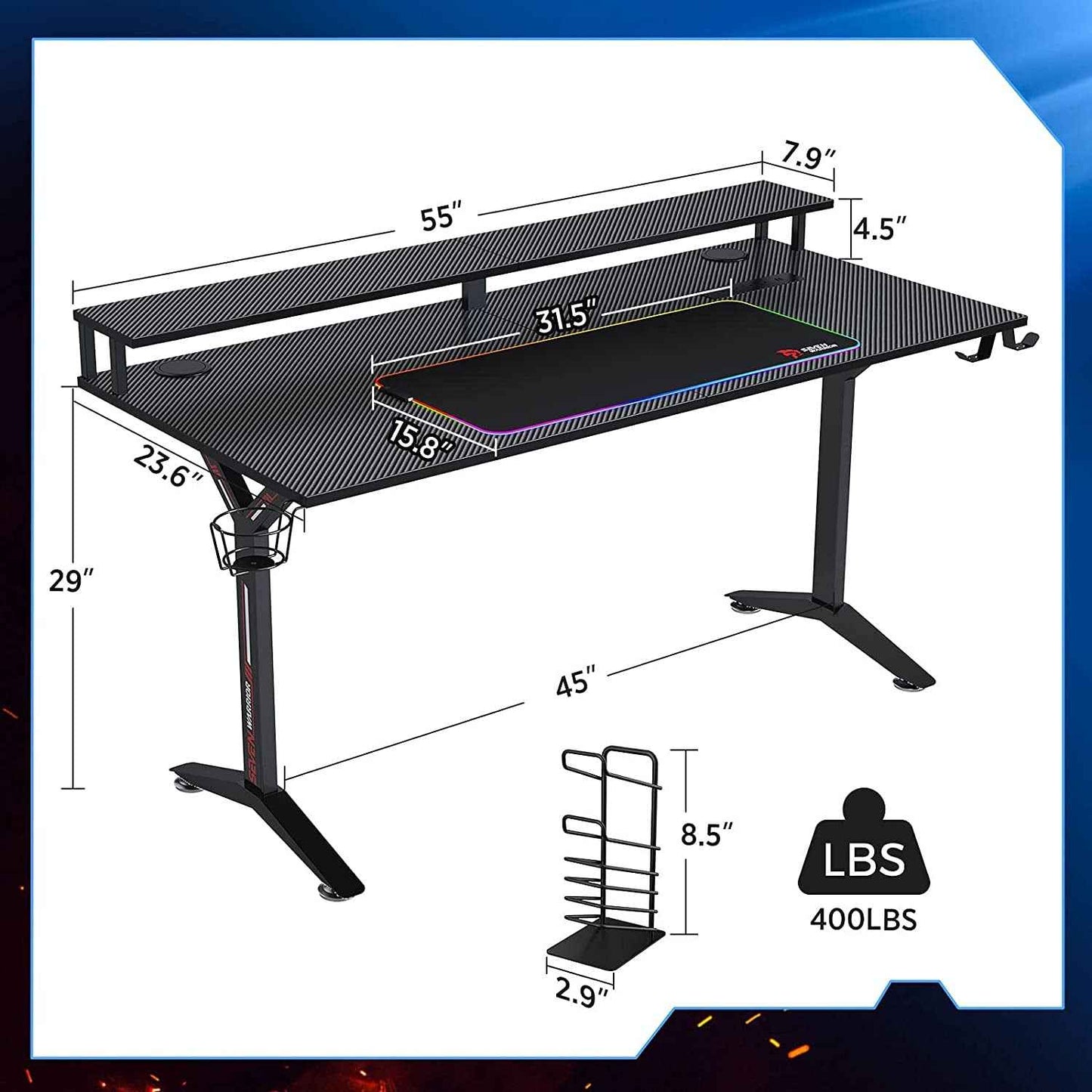 Ergonomic Gaming Desk with Monitor Stand — Built for Serious Setups
