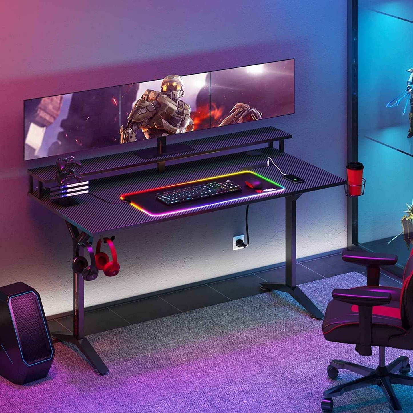 Ergonomic Gaming Desk with Monitor Stand — Built for Serious Setups