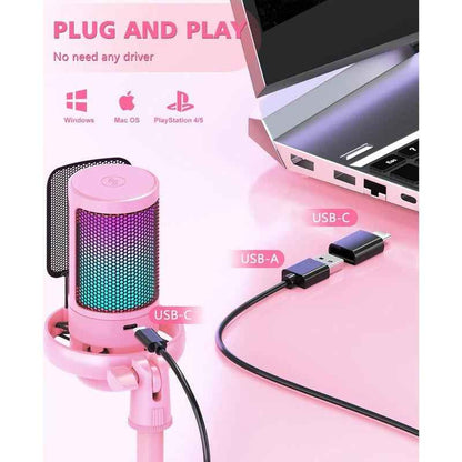 RGB Condenser Gaming Microphone — Touch Mute & Gain Control for Streamers